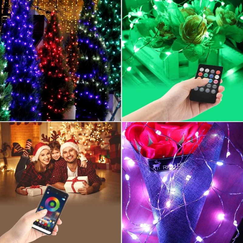 2/5/10/20m Mobile Phone APP Smart Bluetooth Remote Control Copper Wire Light String Multi Color Changing Smart LED Fairy Lights 
2/5/10/20m Mobile Phone APP Smart Bluetooth Remote Control Copper Wire Light String Multi Color Changing Smart LED Fairy Lights