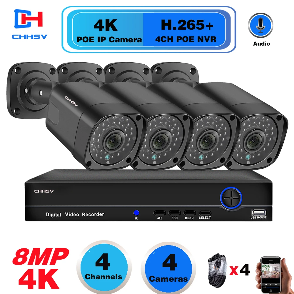 Камера видеонаблюдения системы безопасности 4CH NVR POE 4K наружный водонепроницаемый комплект видеонаблюдения 5MP IP-система мониторинга
Камера видеонаблюдения системы безопасности 4CH NVR POE 4K наружный водонепроницаемый комплект видеонаблюдения 5MP IP-система мониторинга