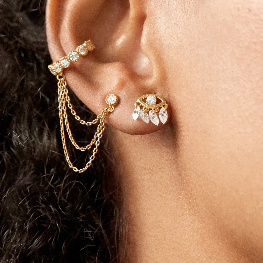 Simple Crystal Eyes Clip Studs Earrings for Women Gold Chain Tassels Cuff Earring Punk Pendientes Charm Jewelry Clips In Ear
Simple Crystal Eyes Clip Studs Earrings for Women Gold Chain Tassels Cuff Earring Punk Pendientes Charm Jewelry Clips In Ear