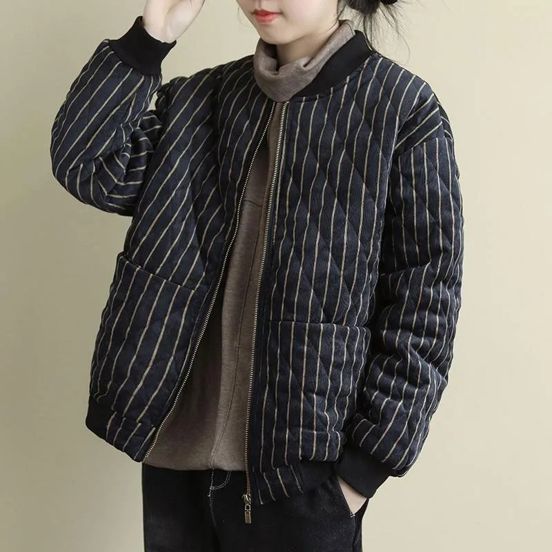 Autumn Winter New Arts Style Women Long Sleeve Loose Thicken Cotton Short Coat All-matched Casual Zipper Striped Jackets M495
Autumn Winter New Arts Style Women Long Sleeve Loose Thicken Cotton Short Coat All-matched Casual Zipper Striped Jackets M495
