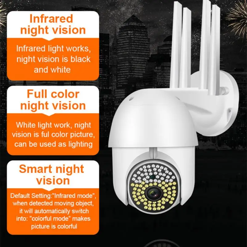 WiFi Camera Outdoor Household 360-Degree 1080 HD Wireless Home Surveillance Camera Waterproof IP66 Grade 88 Red And White Lights
WiFi Camera Outdoor Household 360-Degree 1080 HD Wireless Home Surveillance Camera Waterproof IP66 Grade 88 Red And White Lights