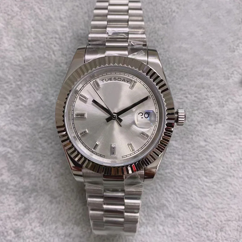 41mm High Quality Automatic Movement Diamond White Dial Sliver 316 Stainless Band
41mm High Quality Automatic Movement Diamond White Dial Sliver 316 Stainless Band