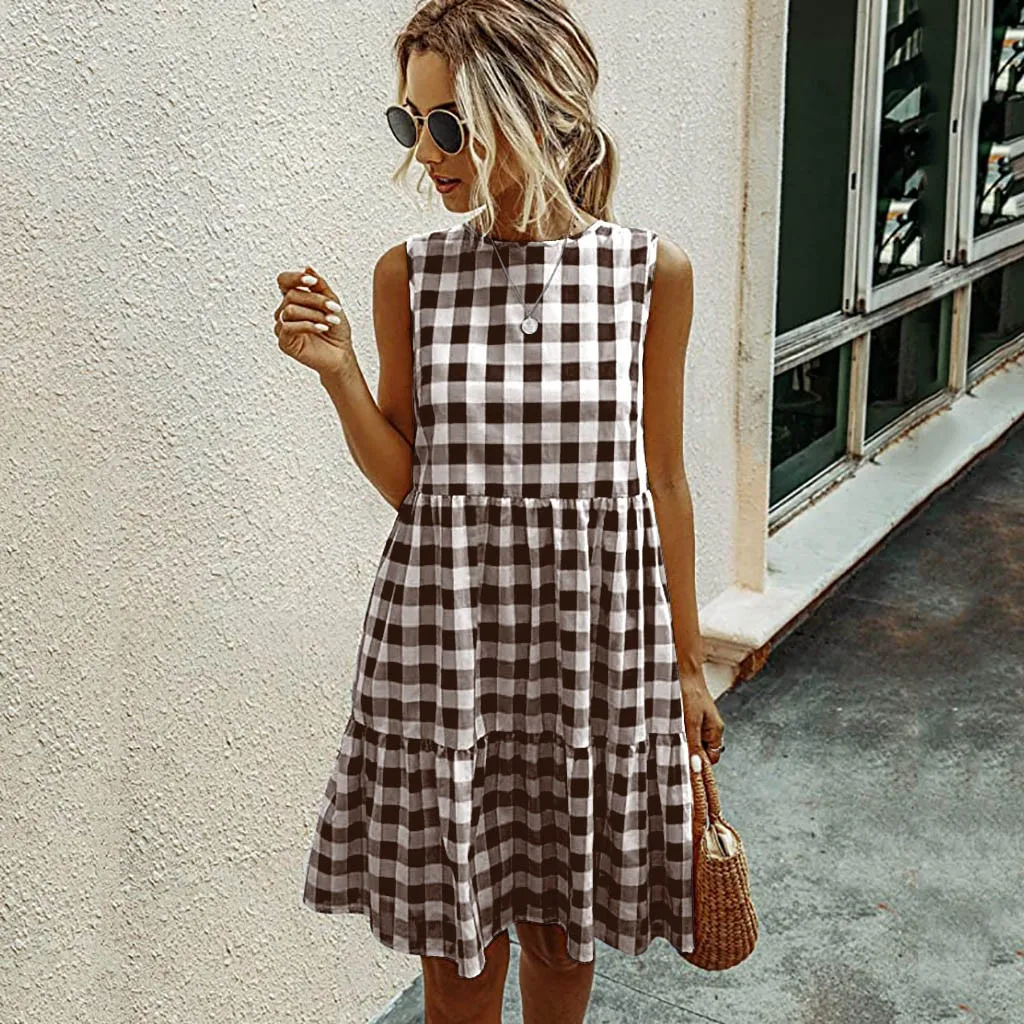 Women Dress Summer 2020 Women Dresses Plaid Sleeveless Summer Casual Sundress A Line Mini Dress Ropa Mujer
Women Dress Summer 2020 Women Dresses Plaid Sleeveless Summer Casual Sundress A Line Mini Dress Ropa Mujer