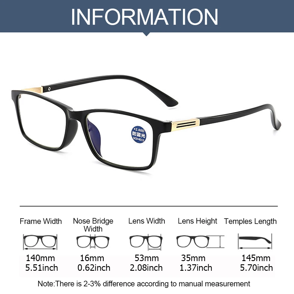 Reading Glasses Men Blue Light Presbyopia Eyeglasses Antifatigue Computer Women Eyewear Unisex +1 +1.5 +2.0 +2.5 +3.0 +3.5 +4.0
Reading Glasses Men Blue Light Presbyopia Eyeglasses Antifatigue Computer Women Eyewear Unisex +1 +1.5 +2.0 +2.5 +3.0 +3.5 +4.0