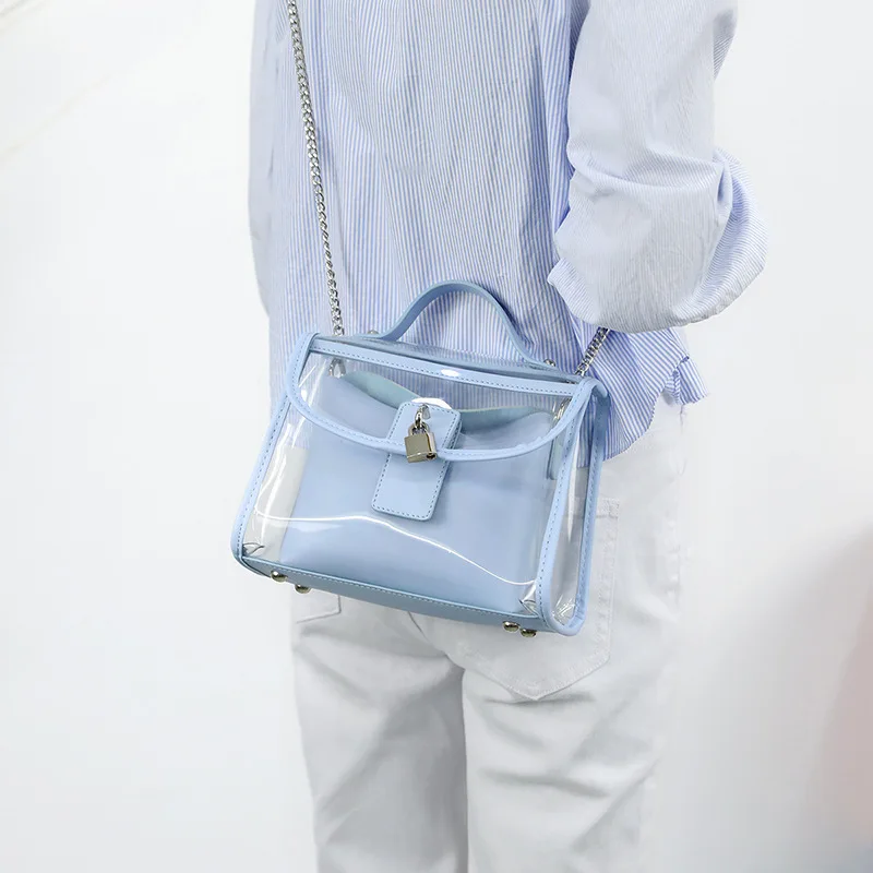 Fashion Transparent Handbag Women 2PCS Bag in Bag PU Handle Small Bag Summer Beach Jelly Bag With Lock Crossbody Bags Ladies
Fashion Transparent Handbag Women 2PCS Bag in Bag PU Handle Small Bag Summer Beach Jelly Bag With Lock Crossbody Bags Ladies