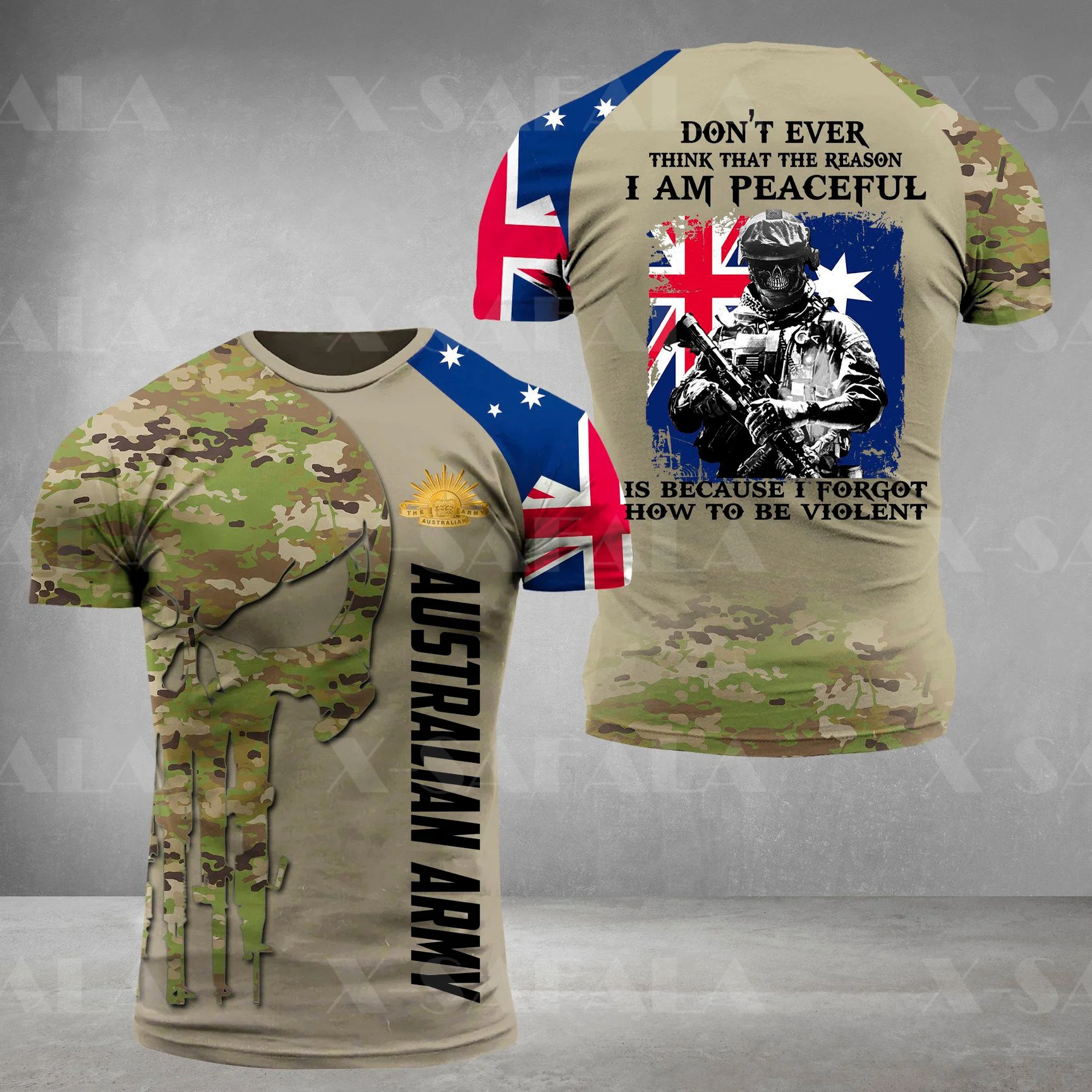 

Australia Veteran ARMY Soldier Country Flag 3D Printed High Quality Milk Fiber T-shirt Summer Round Neck Men Female Casual Top-6