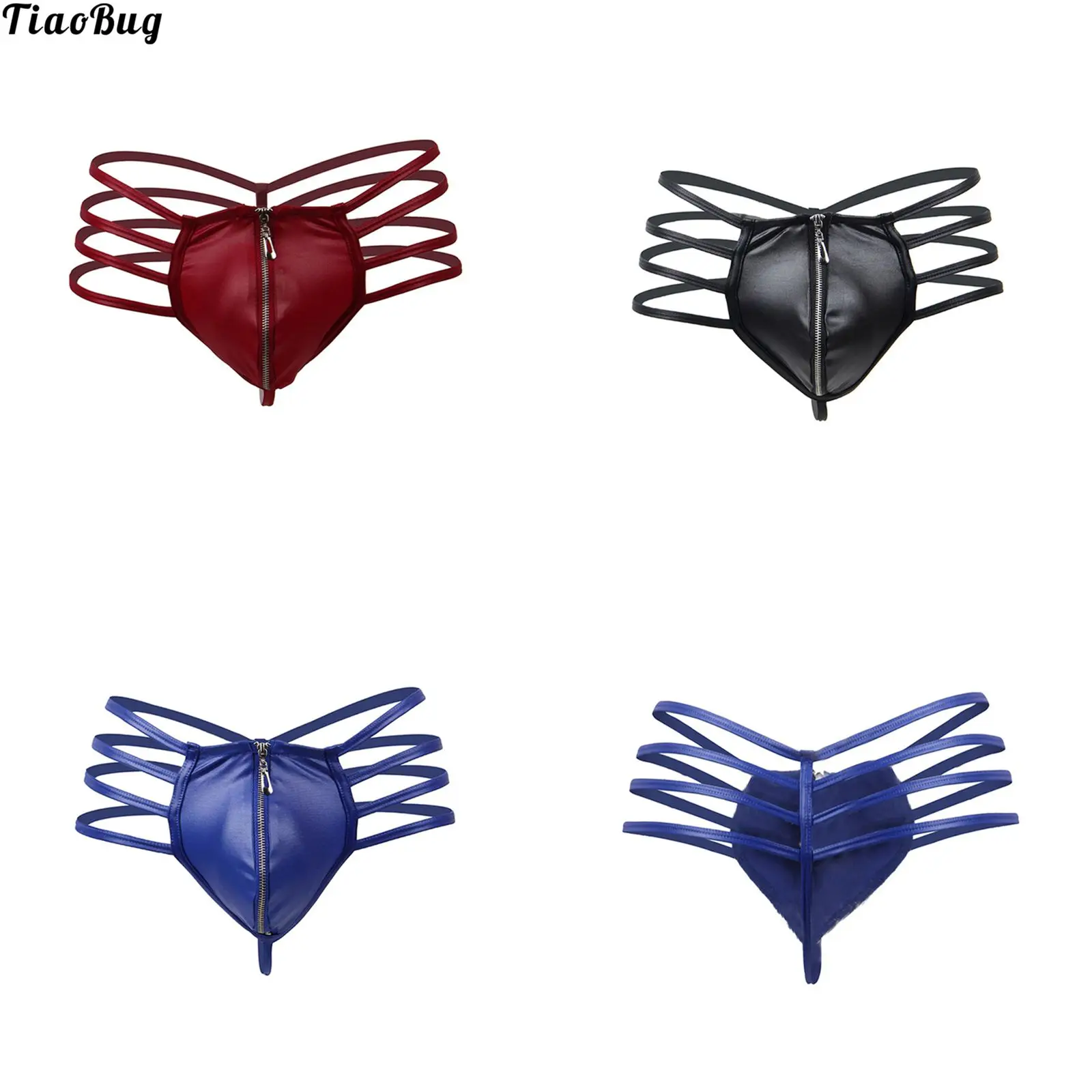 TiaoBug Men Faux Leather Zipper Bulge Pouch G-String Briefs Low Waist Strappy T-Back Hollow Out Thongs Underwear
TiaoBug Men Faux Leather Zipper Bulge Pouch G-String Briefs Low Waist Strappy T-Back Hollow Out Thongs Underwear