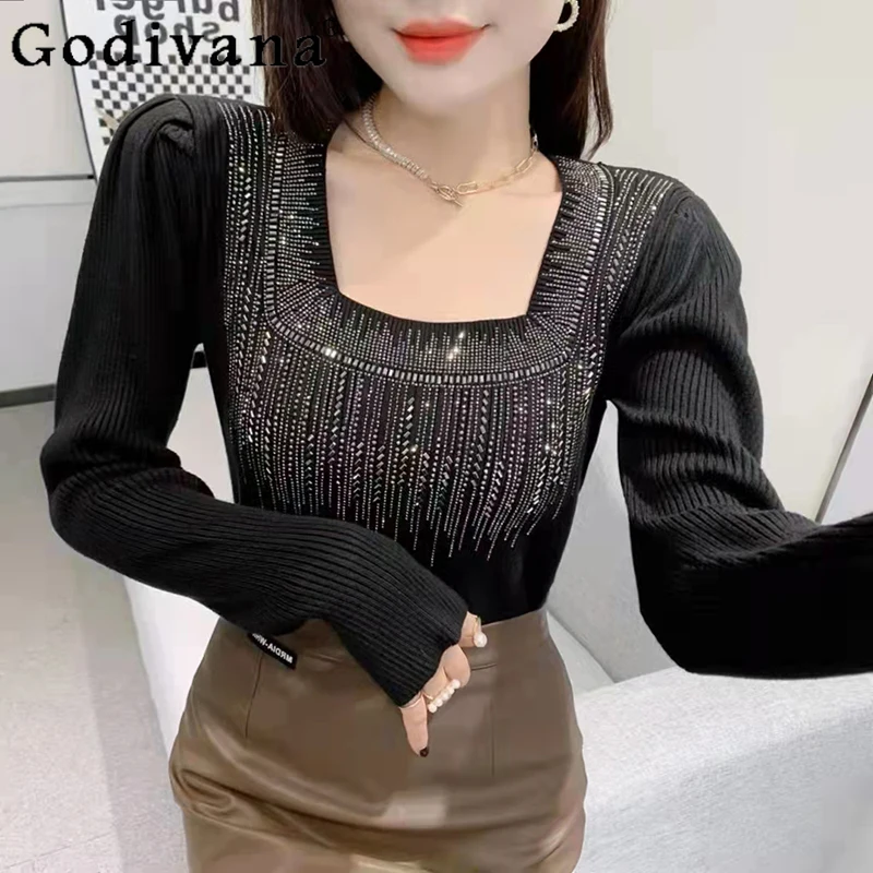 Women's 2021 Winter New Square Collar Pullover Top Fashion Rhinestone Knitted Sweater Ladies Slim-Fitting Simple Bottoming Shirt
Women's 2021 Winter New Square Collar Pullover Top Fashion Rhinestone Knitted Sweater Ladies Slim-Fitting Simple Bottoming Shirt
