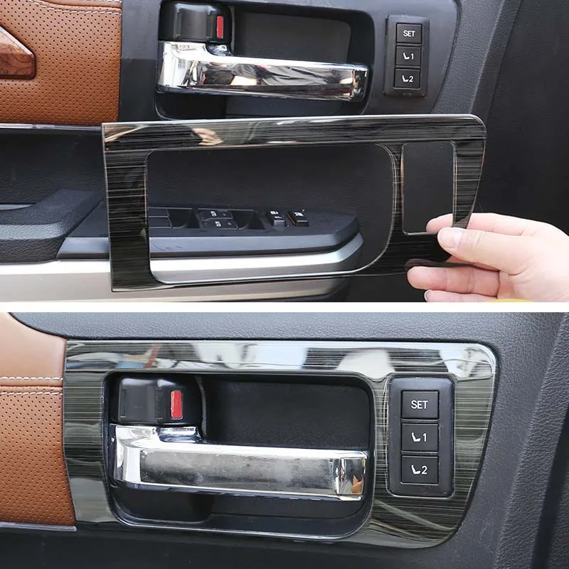 

4 шт. Автомобильная внутренняя дверная ручка рамка отделка крышка наклейка Стайлинг для Toyota Tundra 2014-2021 внутреннее украшение автомобильные ак...