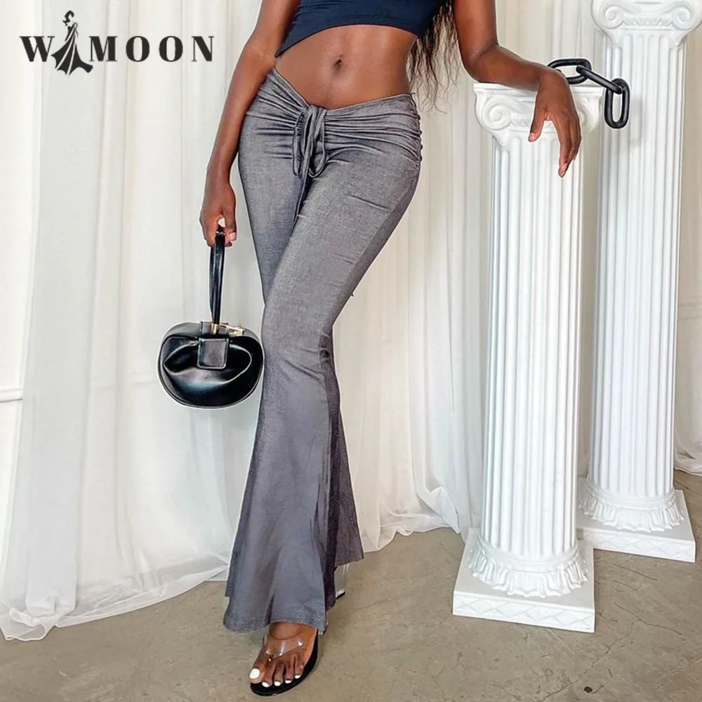Solid Drawstring Fold Flare Pants Autumn Women Sexy Casual Streetwear Y2k Fashion V Waist Low Rise Party Club Harajuku Pants
Solid Drawstring Fold Flare Pants Autumn Women Sexy Casual Streetwear Y2k Fashion V Waist Low Rise Party Club Harajuku Pants