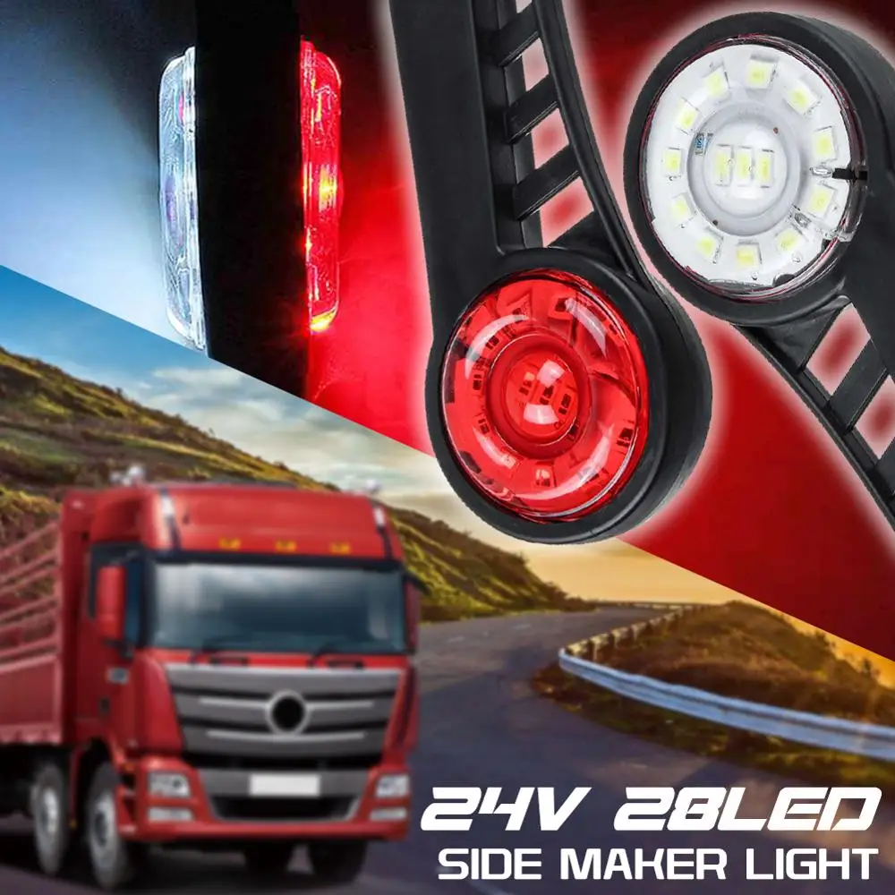 2pcs 24V 28LED Car Truck Elbow Side Marker Lights Indicator Light Warning Signal Lamp Rear Tail Light for Trailer Van Lorry Bus
2pcs 24V 28LED Car Truck Elbow Side Marker Lights Indicator Light Warning Signal Lamp Rear Tail Light for Trailer Van Lorry Bus