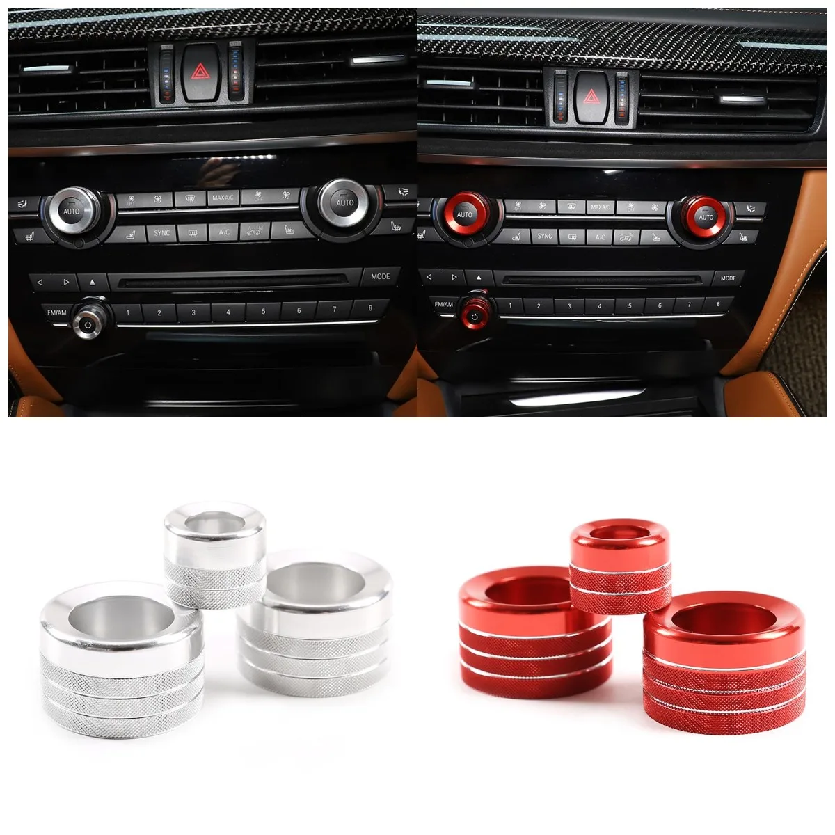 For BMW X5 E70 E71 2008-13 Air Condition & Volume Switch Ring Knob Cover Luxury Silver Red Aluminum Alloy Decorate Car Accessory
For BMW X5 E70 E71 2008-13 Air Condition & Volume Switch Ring Knob Cover Luxury Silver Red Aluminum Alloy Decorate Car Accessory
