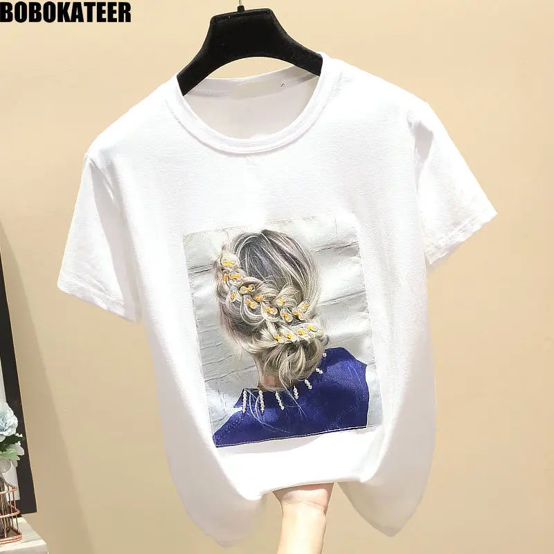 Summer White Tshirt Women Tops Vintage Korean Clothes Woman T shirt Short Sleeve Casual Black Tee Shirt Fashion Breading 2021
Summer White Tshirt Women Tops Vintage Korean Clothes Woman T shirt Short Sleeve Casual Black Tee Shirt Fashion Breading 2021