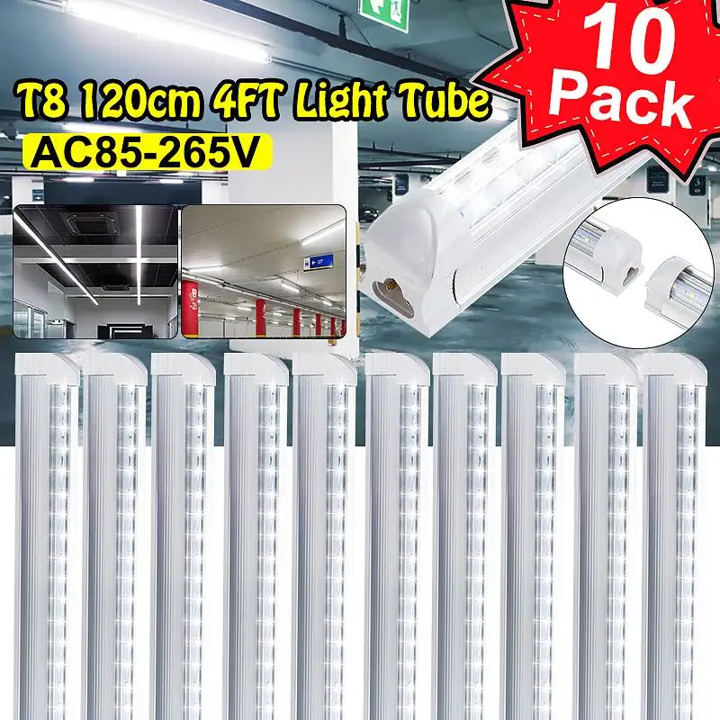 10PCS T8 LED Light Tube 4FT 120CM 36W 4Foot Dual Row V Shaped LED Shop Light Ceiling Under Cabinet Light 6500K White AC85-265V
10PCS T8 LED Light Tube 4FT 120CM 36W 4Foot Dual Row V Shaped LED Shop Light Ceiling Under Cabinet Light 6500K White AC85-265V