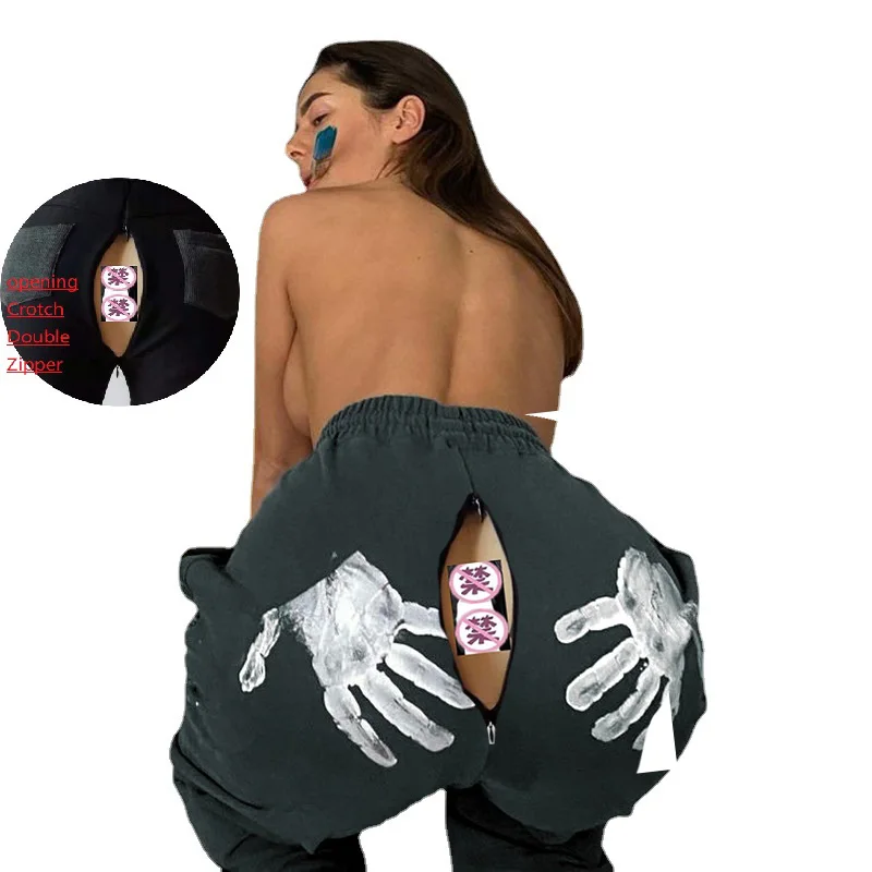 AutumnDon't take off the zipper opening New Butt Palm Graffiti Printing Sweatpants Exercise Casual Pants Women
AutumnDon't take off the zipper opening New Butt Palm Graffiti Printing Sweatpants Exercise Casual Pants Women