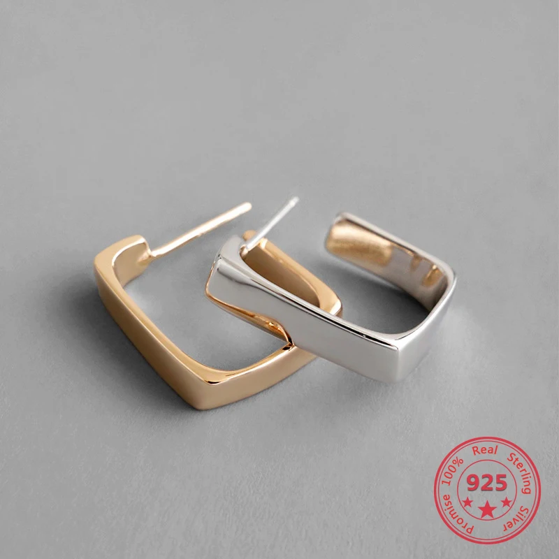 Женские серьги-гвоздики из серебра 925 пробы, с геометрическим дизайном 
Женские серьги-гвоздики из серебра 925 пробы, с геометрическим дизайном