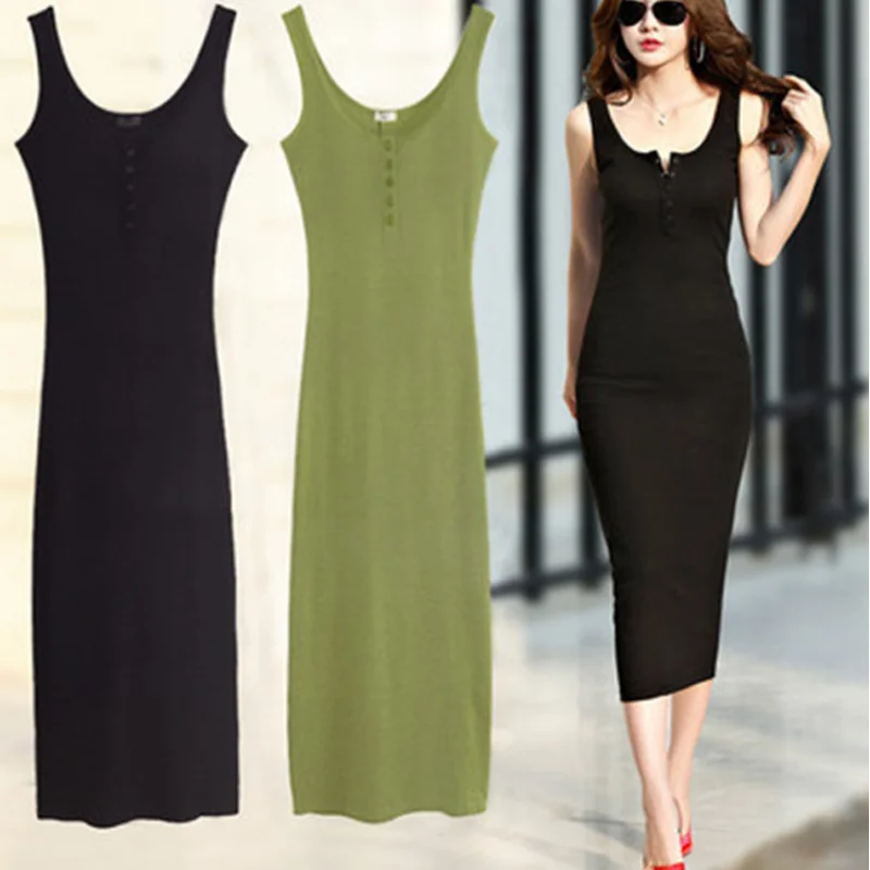 Summer Sexy V-Neck Button Party Slim Dresses Knitted Elastic Sleeveless Bodycon Elegant Wommen Dress AT0017
Summer Sexy V-Neck Button Party Slim Dresses Knitted Elastic Sleeveless Bodycon Elegant Wommen Dress AT0017