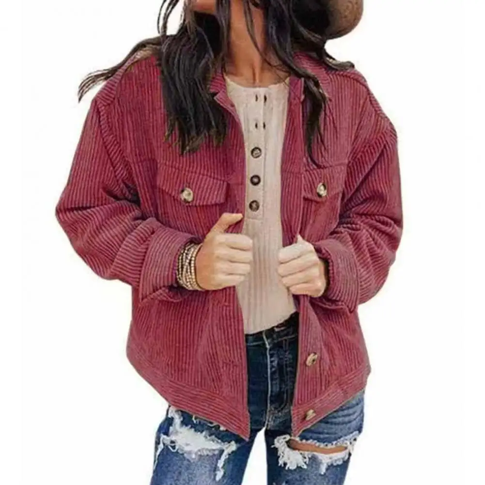 Lady Coat Fake Pocket Turn-down Collar Cardigan Jacket Women Jacket Fashion 
Lady Coat Fake Pocket Turn-down Collar Cardigan Jacket Women Jacket Fashion