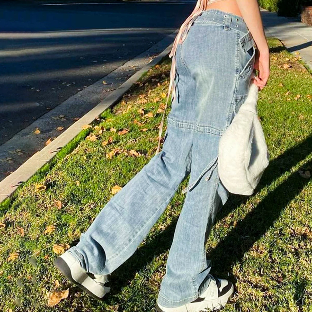 Autumn Fashion Women's Jeans Y2K Streetwear Denim Retro Belt Out Pocket Straight Jeans Trousers Mom Boyfriends High Waist Pant
Autumn Fashion Women's Jeans Y2K Streetwear Denim Retro Belt Out Pocket Straight Jeans Trousers Mom Boyfriends High Waist Pant
