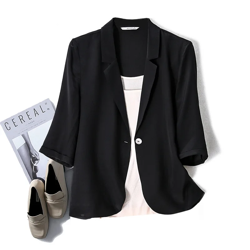 Silk Small Suit Spring and Autumn Korean Version of The Small Short Mulberry Silk Women's Suit Jacket
Silk Small Suit Spring and Autumn Korean Version of The Small Short Mulberry Silk Women's Suit Jacket