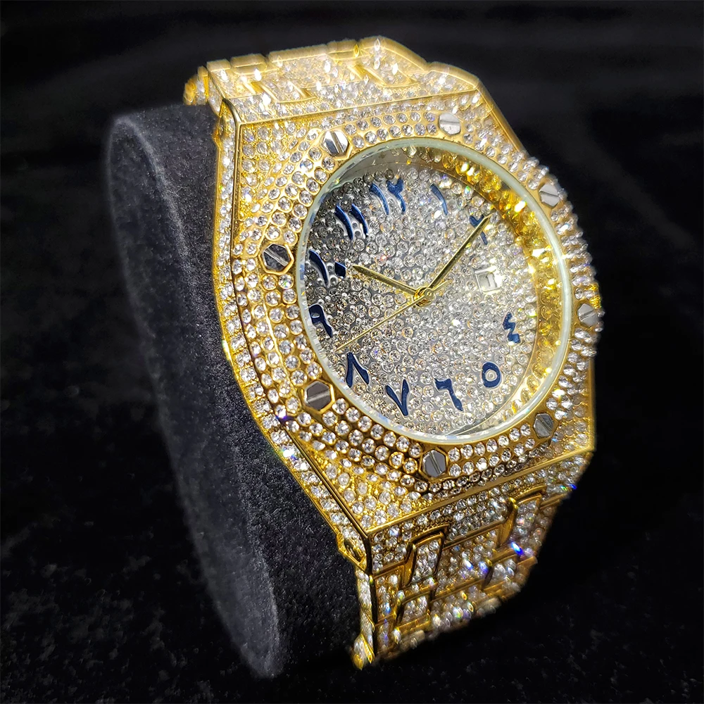 Уникальные арабские мужские часы в стиле хип-хоп MISSFOX кварцевые наручные с датой