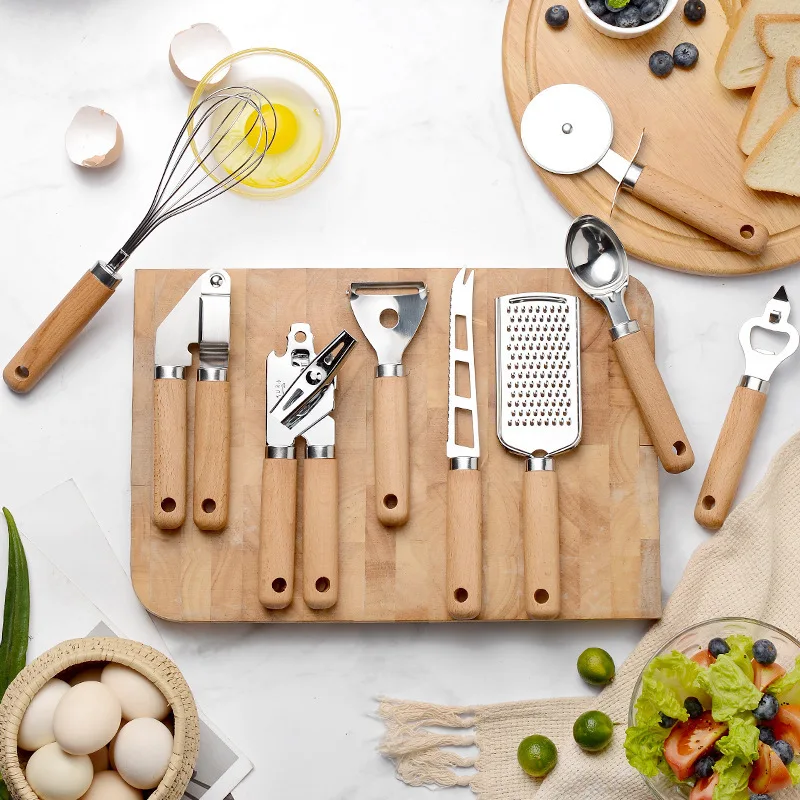 9 PCS Set of Creative Kitchen Gadgets with Wooden Handle Small Kitchenware Cake Wheel Cheese Knife Planer Kitchen Accessories
9 PCS Set of Creative Kitchen Gadgets with Wooden Handle Small Kitchenware Cake Wheel Cheese Knife Planer Kitchen Accessories