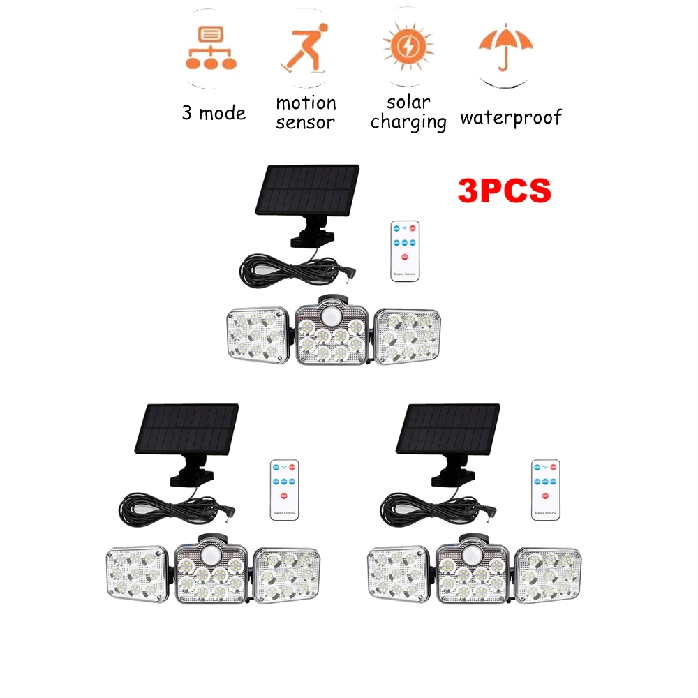 3pcs 138 led remote seperable Solar Light Outdoor Garden Security Night Lights 3 Adjustable Heads PIR Motion Sensor Wall Lamp Ph
3pcs 138 led remote seperable Solar Light Outdoor Garden Security Night Lights 3 Adjustable Heads PIR Motion Sensor Wall Lamp Ph