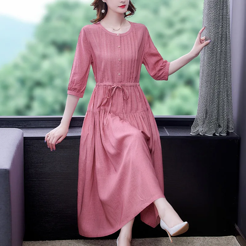 Women's summer new thinning temperament literary linen skirt and long skirt dress
Women's summer new thinning temperament literary linen skirt and long skirt dress