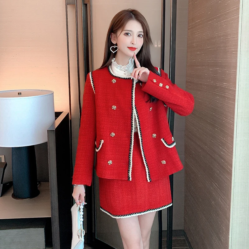 Женский твидовый костюм из двух предметов, подиумный повседневный жакет во французском стиле и элегантная юбка с высокой талией, Осень-зима
Женский твидовый костюм из двух предметов, подиумный повседневный жакет во французском стиле и элегантная юбка с высокой талией, Осень-зима