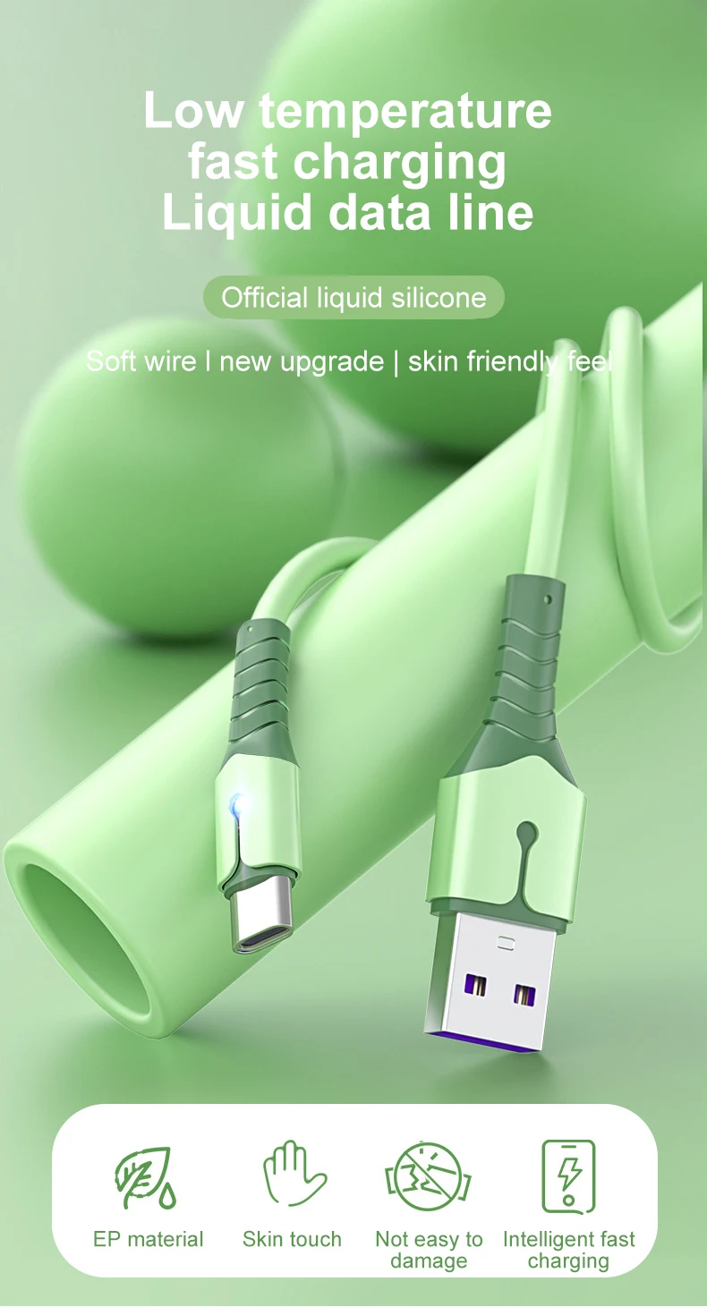 Liquid Silicone 5A Super Fast Charge Cable Micro USB Type C Cable for Samsung Xiaomi Huawei One Plus Charging Wire Data Cable
Liquid Silicone 5A Super Fast Charge Cable Micro USB Type C Cable for Samsung Xiaomi Huawei One Plus Charging Wire Data Cable