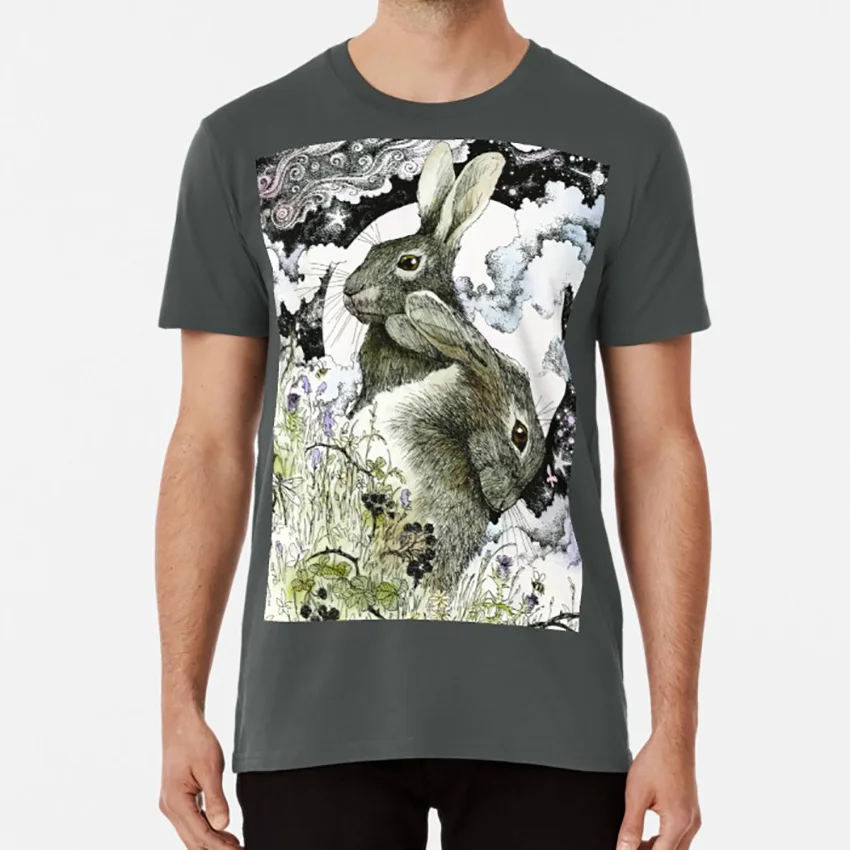 Hares In The Hedgerows T Shirt Pagan Witch Wicca Magic Wiccan Gothic Nature Spiritual | Мужская одежда