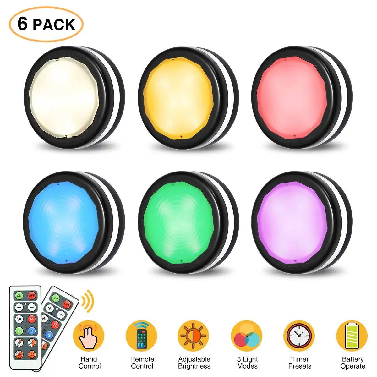 Elfeland 6 Pack RGB Under Cabinet Lights Led Wireless Closet Lights with remote control Wall Lamp for Kitchen Without Battery
Elfeland 6 Pack RGB Under Cabinet Lights Led Wireless Closet Lights with remote control Wall Lamp for Kitchen Without Battery
