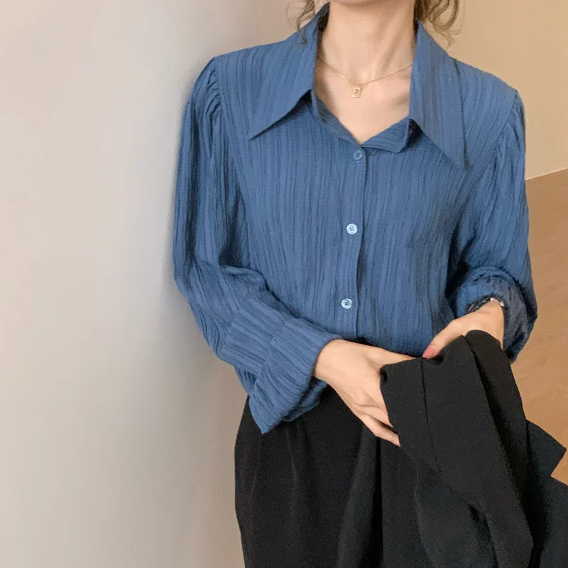 French Texture Shirt Blue Shirt Women's Early Autumn 2021 New Korean Chic Fashion Loose Top Trend
French Texture Shirt Blue Shirt Women's Early Autumn 2021 New Korean Chic Fashion Loose Top Trend