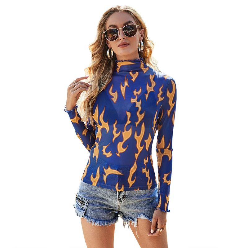New Autumn Print Bodycon T-Shirt Slim Top Women Middle Neck Long Sleeve Elastic Tight T-shirt for Woman 2021 Fashion Wear Tops
New Autumn Print Bodycon T-Shirt Slim Top Women Middle Neck Long Sleeve Elastic Tight T-shirt for Woman 2021 Fashion Wear Tops