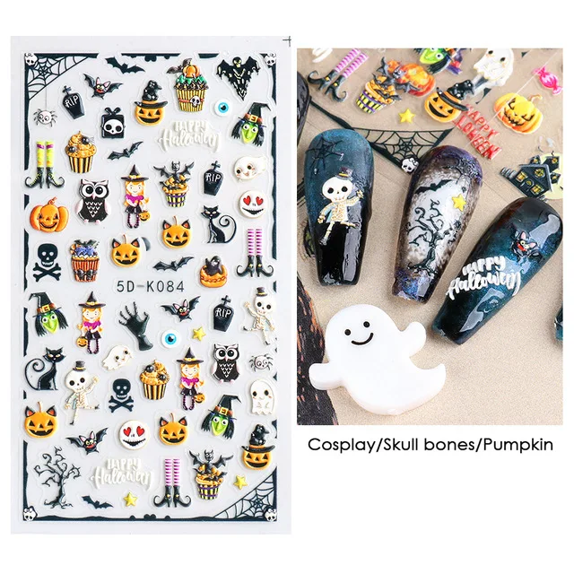 Back Glue Halloween Vampire Skull White Flower Halloween Decals Designer Stickers Nails 5D Carved Three-dimensional Nail Sticker
Back Glue Halloween Vampire Skull White Flower Halloween Decals Designer Stickers Nails 5D Carved Three-dimensional Nail Sticker