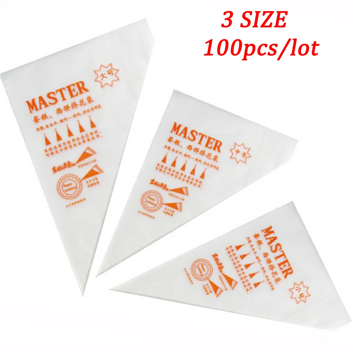 100Pcs S/M/L Size Disposable Piping Bag Icing Fondant Cake Cream Decorating Pastry Tip Tool Cupcake Decoration
100Pcs S/M/L Size Disposable Piping Bag Icing Fondant Cake Cream Decorating Pastry Tip Tool Cupcake Decoration