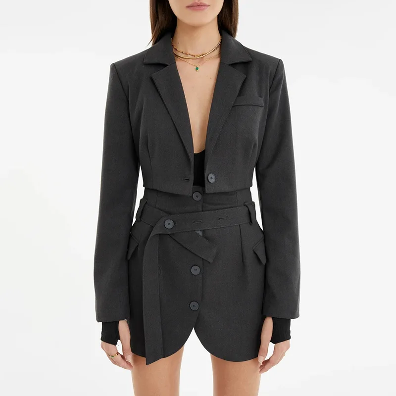 2022 Winter New Pure Color Short Skirt Suit Casual Sexy Womens Button Slim Long-Sleeved Suit+High Waist Mini Skirt Two Piece Set
2022 Winter New Pure Color Short Skirt Suit Casual Sexy Womens Button Slim Long-Sleeved Suit+High Waist Mini Skirt Two Piece Set
