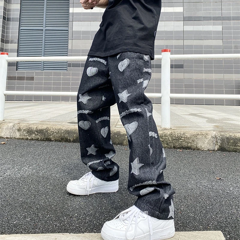 Love Five Stars Pattern Retro Casual Mens Jeans Pants High Street Oversize Spliced Ripped Straight Couple Denim Trousers
Love Five Stars Pattern Retro Casual Mens Jeans Pants High Street Oversize Spliced Ripped Straight Couple Denim Trousers