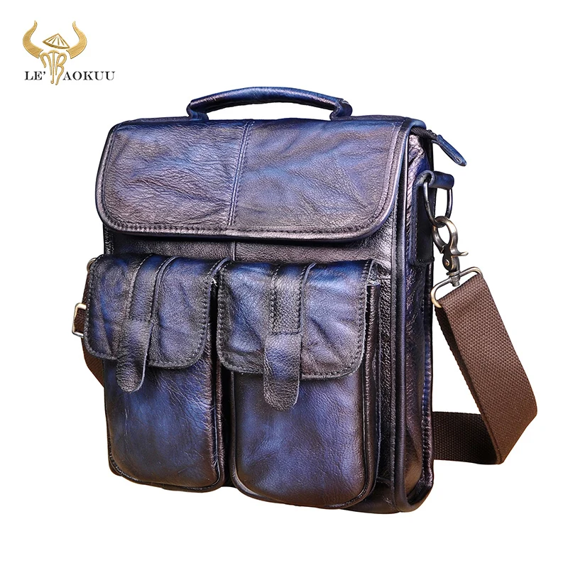 New Genuine Real Leather Male Design Travel Messenger bag fashion Blue Cross-body Bag 10" Tablet University School Book bag 009
New Genuine Real Leather Male Design Travel Messenger bag fashion Blue Cross-body Bag 10" Tablet University School Book bag 009