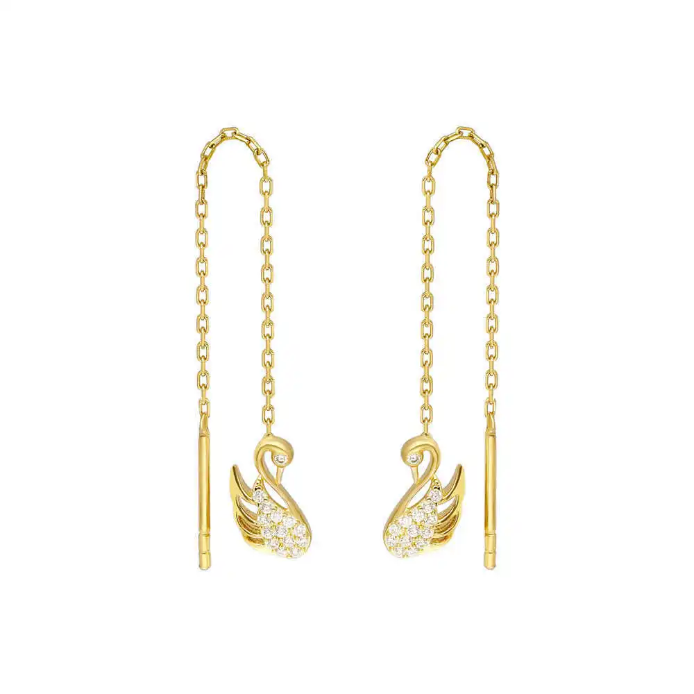 Zircon Cubic Zirconia Swan Design Gold Color 925 Sterling Silver Dangle Earrings
Zircon Cubic Zirconia Swan Design Gold Color 925 Sterling Silver Dangle Earrings