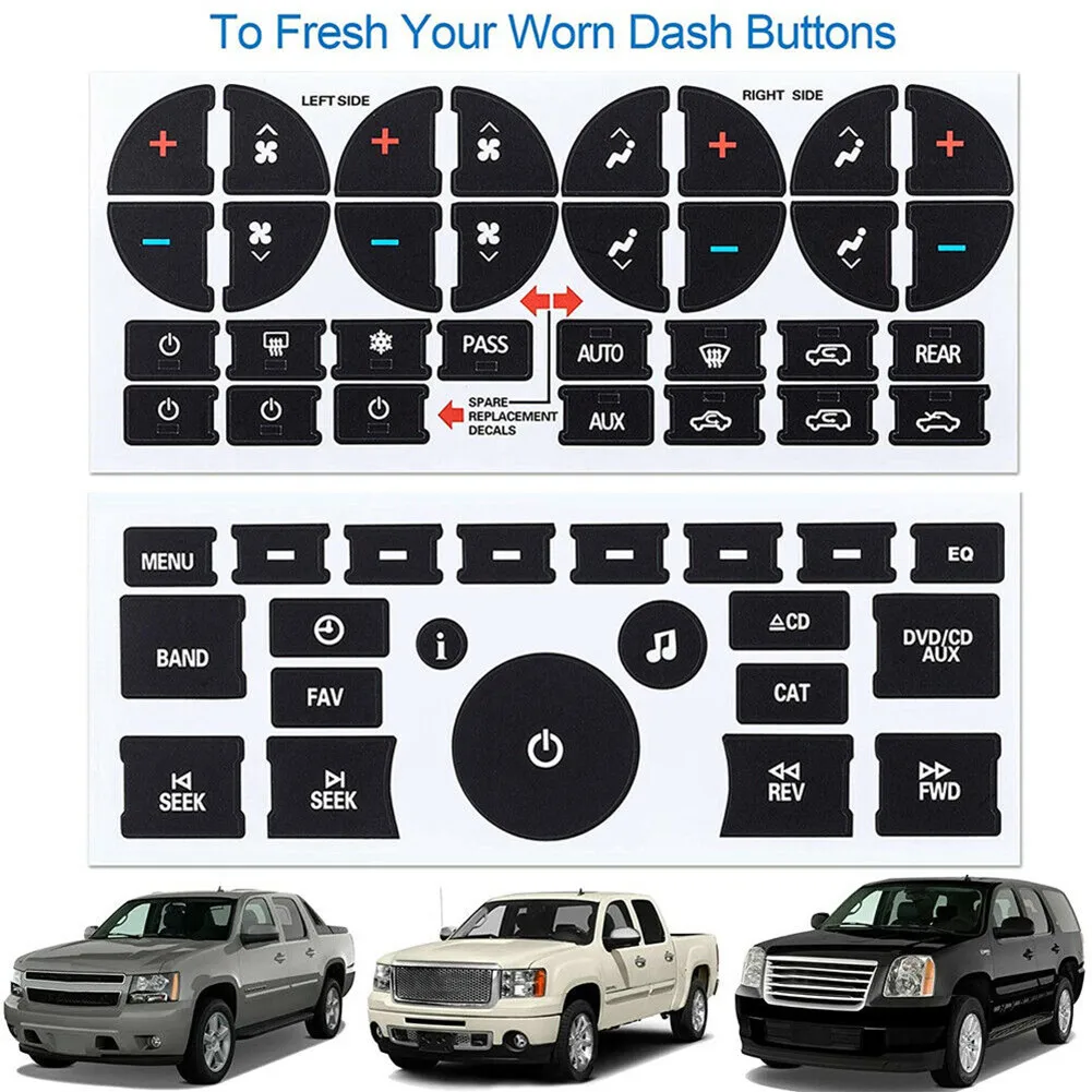 2 Sheets Car Interior Stickers AC Control Radio Dash Button Dashboard Sticker Cover Repair Kit For Chevy GMC Decals Styling
2 Sheets Car Interior Stickers AC Control Radio Dash Button Dashboard Sticker Cover Repair Kit For Chevy GMC Decals Styling