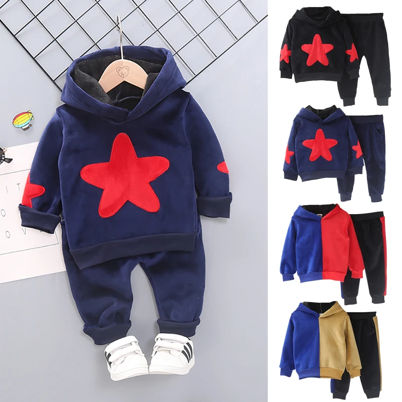 VOGUEON Autumn Warm Long Sleeve Hoodies + Pants 2pcs Children Set Fashion Stitching Color Hooded Clothing Kids Casual Tracksuit
VOGUEON Autumn Warm Long Sleeve Hoodies + Pants 2pcs Children Set Fashion Stitching Color Hooded Clothing Kids Casual Tracksuit