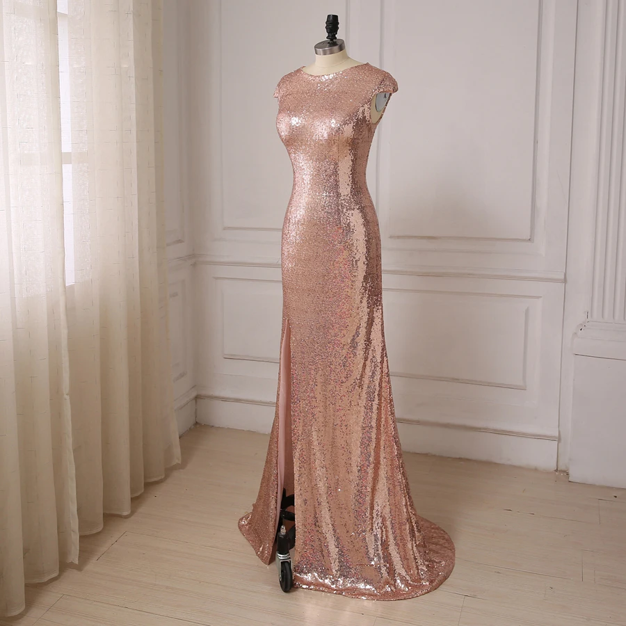 Jiayigong/недорогое розовое Золотое платье для выпускного с пайетками и О образным