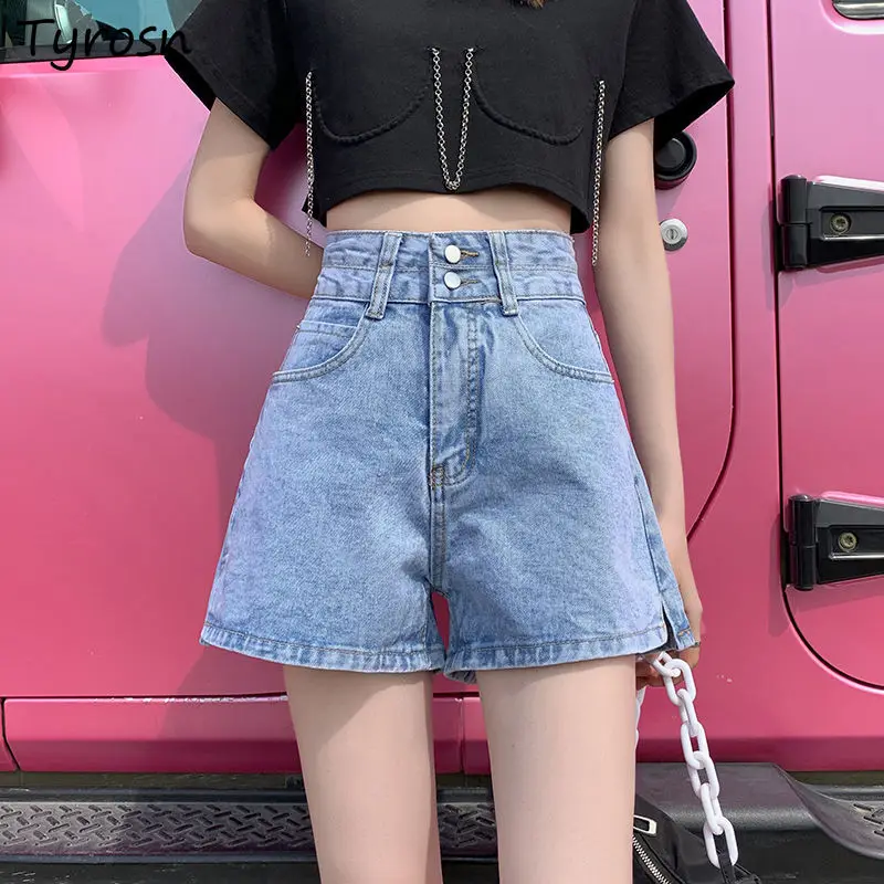 Women Denim Shorts Solid Simple Loose Casual High Waist Streetwear Elegant All-match Korean Style Side-slit Designed Qualities
Women Denim Shorts Solid Simple Loose Casual High Waist Streetwear Elegant All-match Korean Style Side-slit Designed Qualities