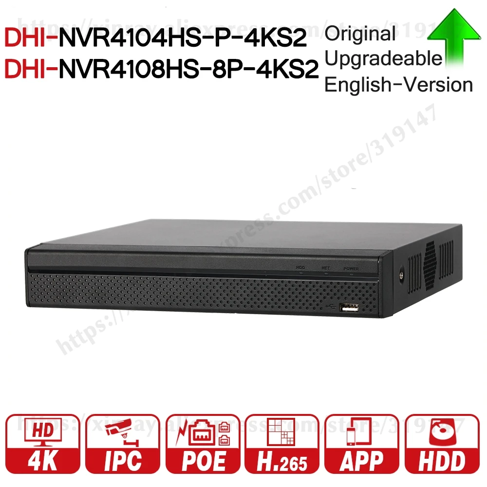 DH NVR NVR4104HS P 4KS2 NVR4108HS 8P с 4/8ch PoE 4 8 портов H.265 сетевой видеорегистратор безопасности