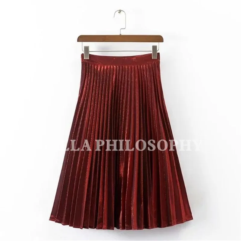 HStar 2020 autumn winter new metal color pleated skirt women casual knee-length skirt ladies women high waist skirt
HStar 2020 autumn winter new metal color pleated skirt women casual knee-length skirt ladies women high waist skirt