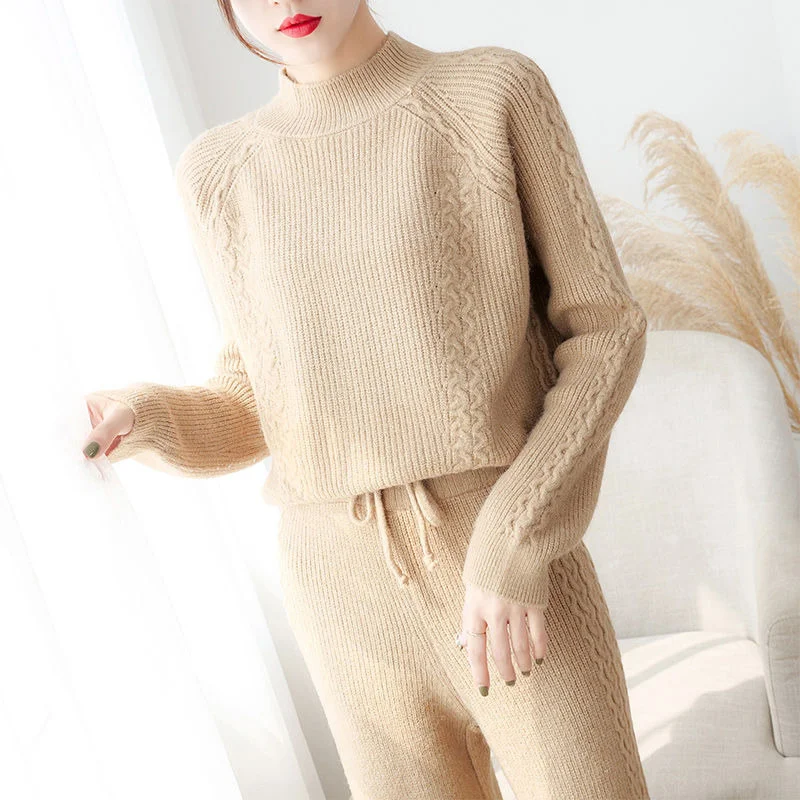 Женский спортивный костюм, толстый теплый Свободный пуловер и брюки с широкими штанинами, Осень-зима, комплект из 2 предметов 
Женский спортивный костюм, толстый теплый Свободный пуловер и брюки с широкими штанинами, Осень-зима, комплект из 2 предметов