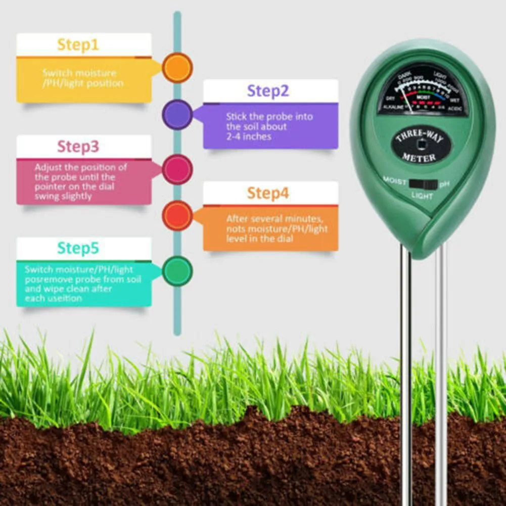 3 In 1 Soil PH Meter Sunlight PH Tester Garden Flowers Soil Sensor Meter Plants Acidity Humidity PH Moisture Testing Instrument
3 In 1 Soil PH Meter Sunlight PH Tester Garden Flowers Soil Sensor Meter Plants Acidity Humidity PH Moisture Testing Instrument