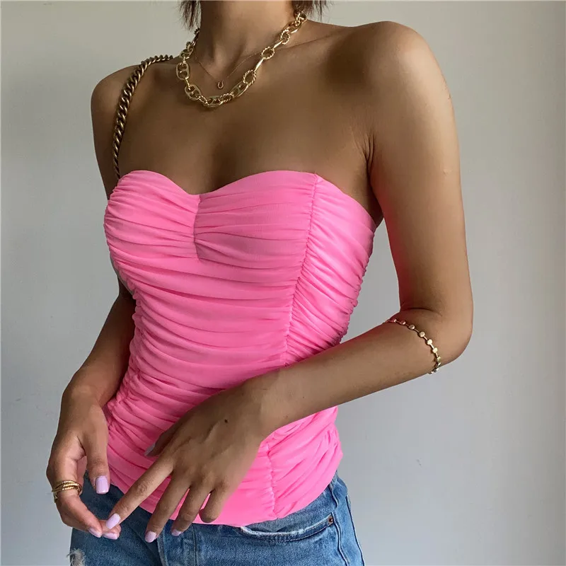 2020 Time-limited Cropped Lace Top Oodji Summer Women's Wear Tube Top Vest Personality Folds Slim Stretch Elastic Sexy Woman
2020 Time-limited Cropped Lace Top Oodji Summer Women's Wear Tube Top Vest Personality Folds Slim Stretch Elastic Sexy Woman