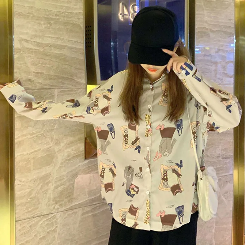 Female Casual Long Sleeve Turn-down Collar Shirt Tops Blusa Women's Shirt Fashion Personality Printed Loose Blouse Cardigan
Female Casual Long Sleeve Turn-down Collar Shirt Tops Blusa Women's Shirt Fashion Personality Printed Loose Blouse Cardigan